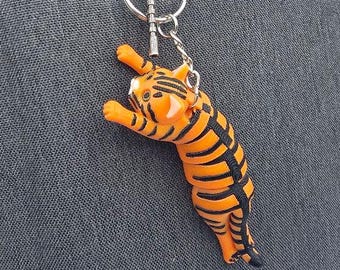 Flexible Bengal Tiger Fidget Keychain - Mini Gift for Big Cat Lovers