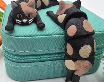 Tortoiseshell Cat Flexible Fidget Toy - Unique 3D Printed Miniature Gift for Calico Lovers