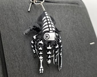 Skeleton Squid Fidget Toy: Spooky Marine Biology Keychain