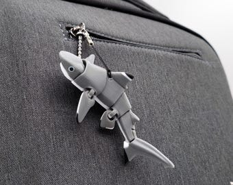 Articulated Mini Reef Shark Fidget Toy and Keychain - Unique 3D Printed Marine Biology Gift