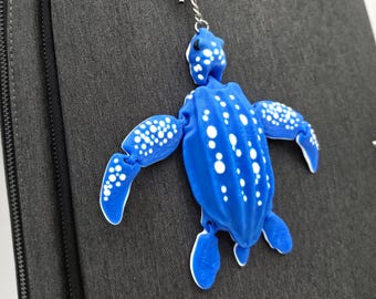 Articulated Leatherback Sea Turtle Fidget Toy Keychain: Ocean Lover Gift