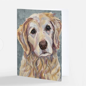 Cartes de correspondance Golden Retriever (6) - cartes de correspondance vierges pliées d'art, avec enveloppes, réimprimées par l'artiste
