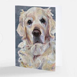 Cartes de correspondance Golden Retriever (6) - cartes de correspondance vierges pliées d'art, avec enveloppes, réimprimées par l'artiste