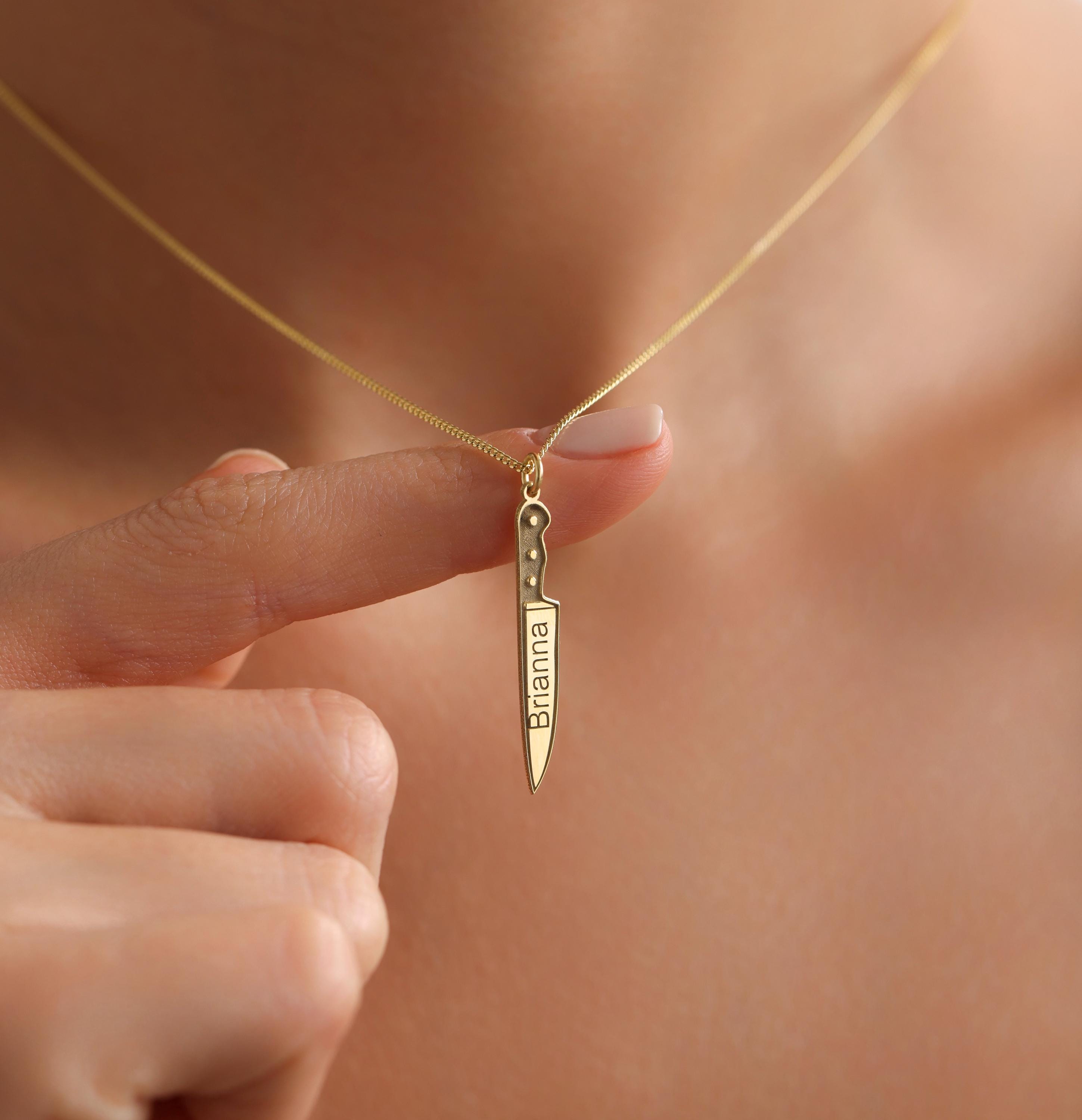 ネックレス・チョーカー BLENDOFF Chef Knife Necklace Silver 925 Chef's Knife Necklace in Silver/Black – VincaUSA