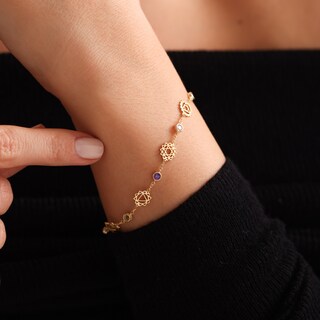 Bracciale Chakra In Argento 925 Con 7 Pietre Zircone - Gioiello Energy Per Yoga E Meditazione - Regalo Donna