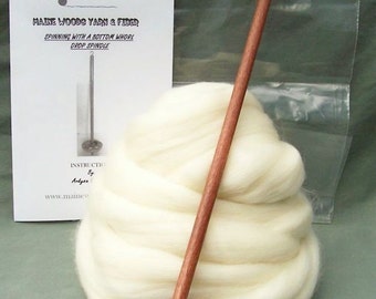 Large Spindle Drop Spindle Basic Yarn Spinning Kit Available in Either Top Or Bottom Whorl