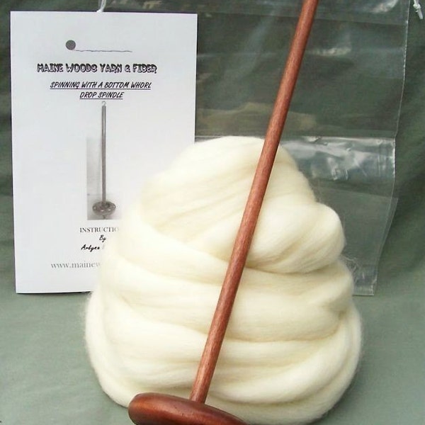 Large Spindle Drop Spindle Basic Yarn Spinning Kit Available in Either Top Or Bottom Whorl