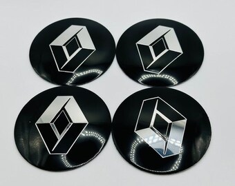 65mm 4PCS Renault Coprimozzi Adesivi Emblemi adatti per 68mm 75mm 138mm Coprimozzo Ruota Nero/Colore Argento, Renault Adesivi Ruote