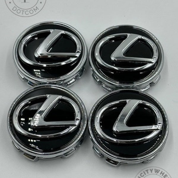 4pcs Lexus LS 500h Wheel Center Cap, Gloss Black Lexus Wheel Center Caps 62mm/56mm Black/Chrome - Lexus Premium Replacement Caps