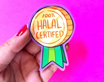 Halal Certified Sticker | Hand-Drawn Waterproof Vinyl (3 x 2")
