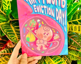 Happy Womb Eviction Birthday Cards Template