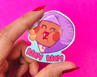 Nom Nom Hijabi Girl Sticker | Waterproof Vinyl Decal (2.5" x 2")