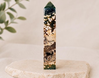 Ocean Jasper Tower | Large Ocean Jasper Point | Healing Crystal Decor | Polished Stone Tower | Ocean Jasper Generator