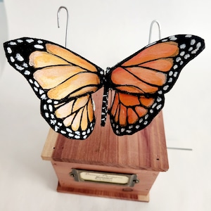 Monarch Butterfly Automaton - Cedar and Basswood - Kinetic Art Sculpture