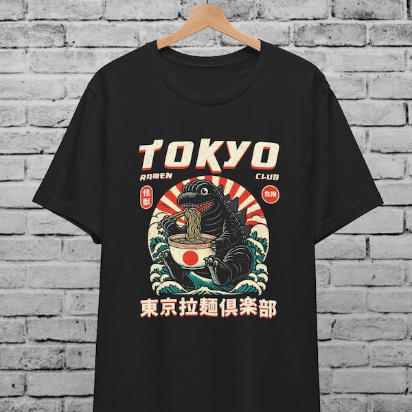 Tokyo Ramen Club Multicolor Unisex T-Shirt Retro Japanese Kaiju Godzilla Design Vintage Japan Streetwear