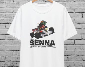 Ayrton Senna Multicolor Unisex T-Shirt For Men & Women ,No Fear No Limits ,Formula One Shirt,F1 Shirt ,Vintage Racing Shirt,Motorsports Gift