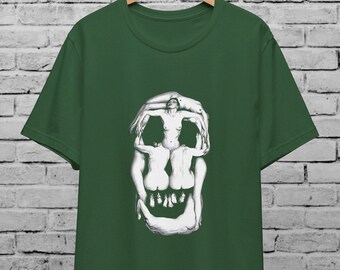 Surrealist Skull Illusion T-shirt, Memento Mori Gothic Art Tee
