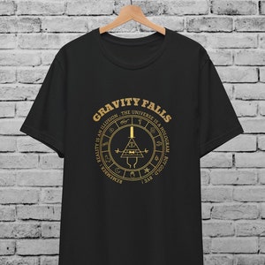 Gravity Falls Bill Cipher Zodiac Multicolor Unisex T-Shirt For Men & Women, Gold Print Shirt,Mystery Shack ,Mabel Pines ,West of Weird, Gift