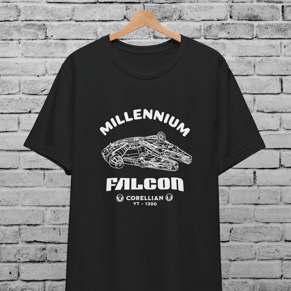 Millenium Falcon Unisex T-Shirt For Men & Women ,Han Solo Chewbacca ,Star Tee Wars Shirt ,Vader Jedi Tatooine Stormtrooper ,Disneyland Gift