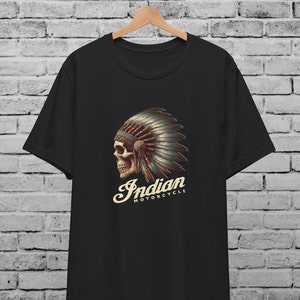 Vintage Indian Motorcycle Unisex T-Shirt For Men & Women, Indian Skull Biker Shirt, Retro Custom Cafe Racer ,Motorbike Shirt, Gift For Dad