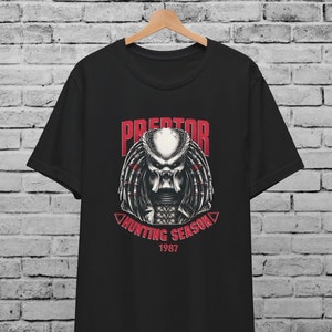 Predator 1987 veelkleurig T-shirt uniseks voor mannen en vrouwen, shirt Predator Aliens, horrorfilm, Halloweenshirt, jaren 80 vintage sci-fi cadeau-shirt