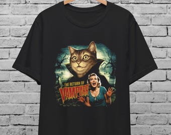 T-shirt vampire : t-shirt rétro chat vampire Dracula Meme