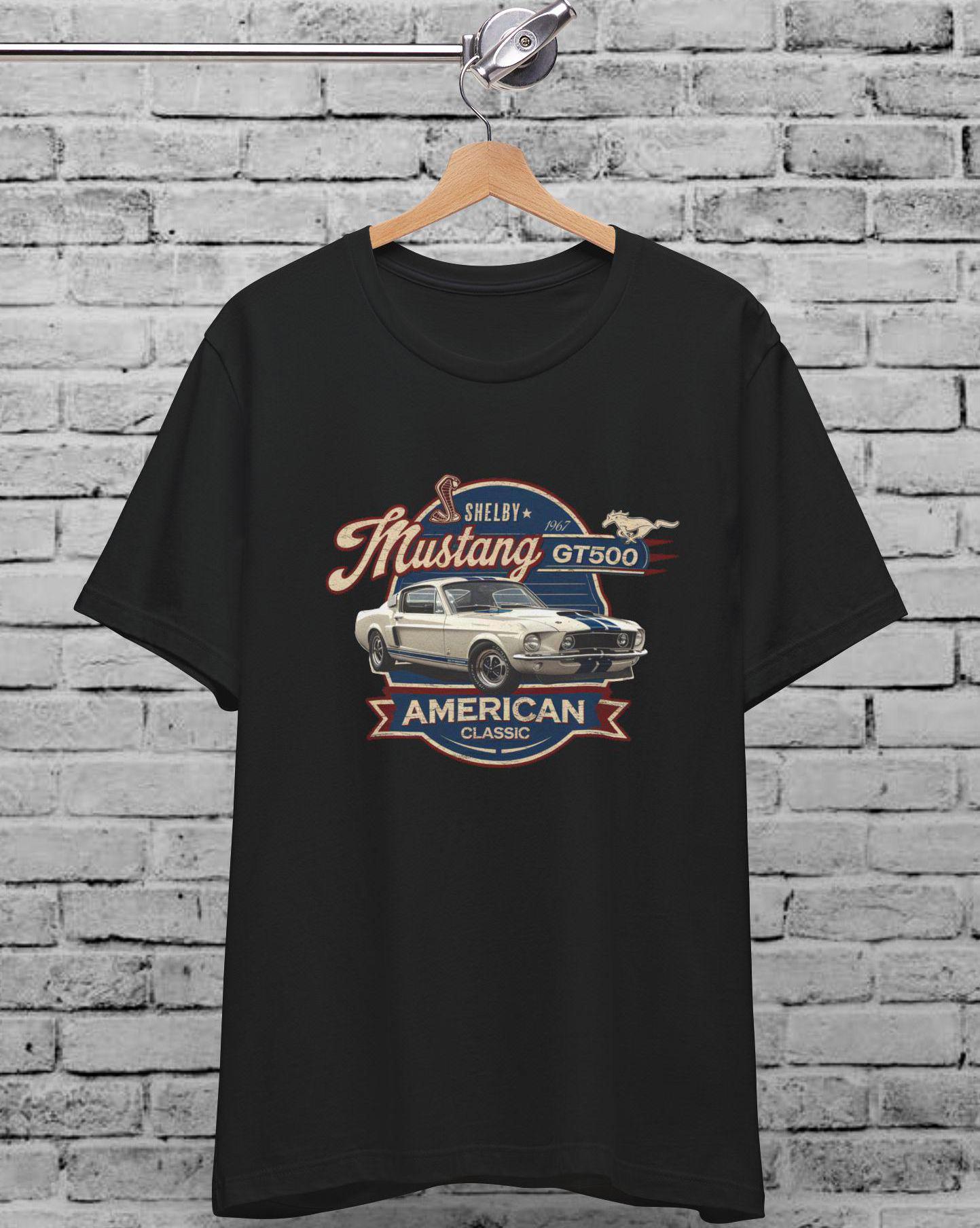 Classic 1968 Ford Mustang T-Shirt - Heavy Cotton, Forest Green, Large - View #7