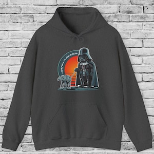 Darth Vader Walking AT-AT Multicolor Unisex Hoodie Sweatshirt For Men & Women, Funny Star Wars Meme ,Dogfather Gift ,Cool Disneyland Shirt