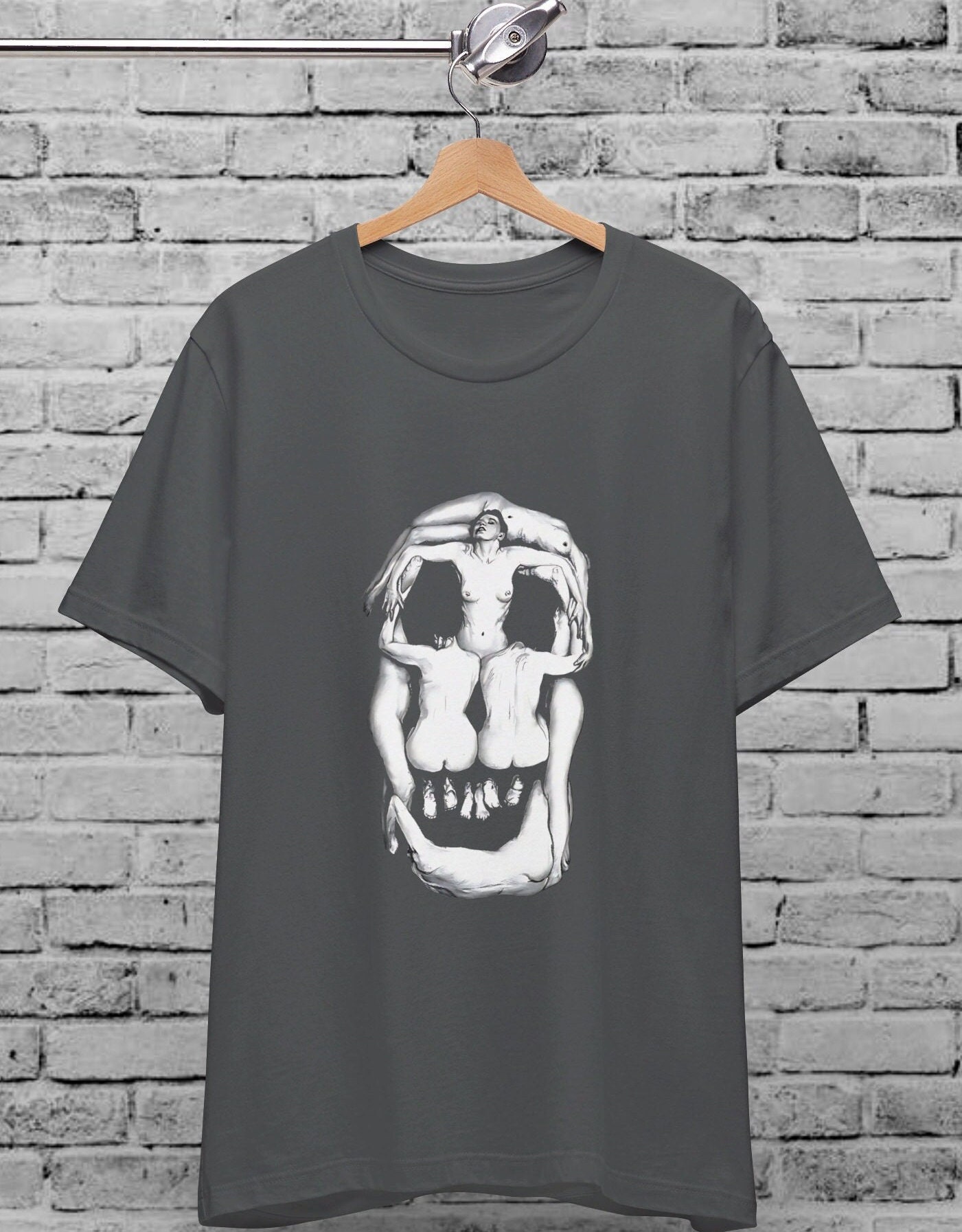 Surrealist Skull Illusion T-shirt, Memento Mori Gothic Art Tee
