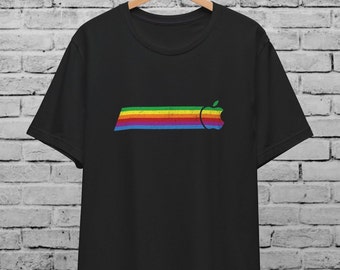 Vintage Apple Rainbow T-Shirt: Classic Computer Geek Tee