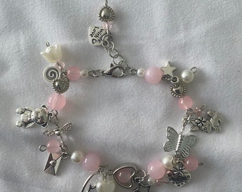 Pink Angel Cluster Charm Bracelet