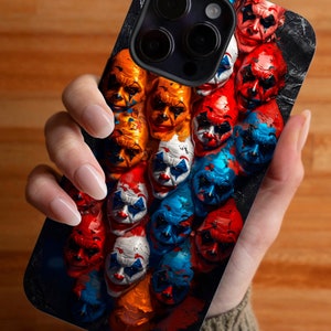 Scary Goth Clowns Phone Case Scary Spooky Halloween Evil Dark Academia Horror Story iPhone 15 14 13 12 11 Pro Max 8 Samsung Galaxy Pixel