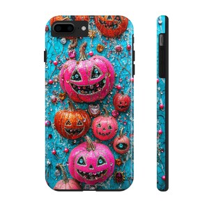 Glam Halloween Pumpkin Phone Case: Sparkle Rhinestone Mosaic image 3