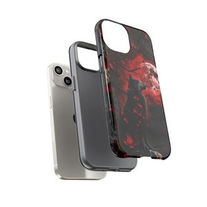 Gothic Wolf Phone Case: Red Moon Fantasy Art image 5