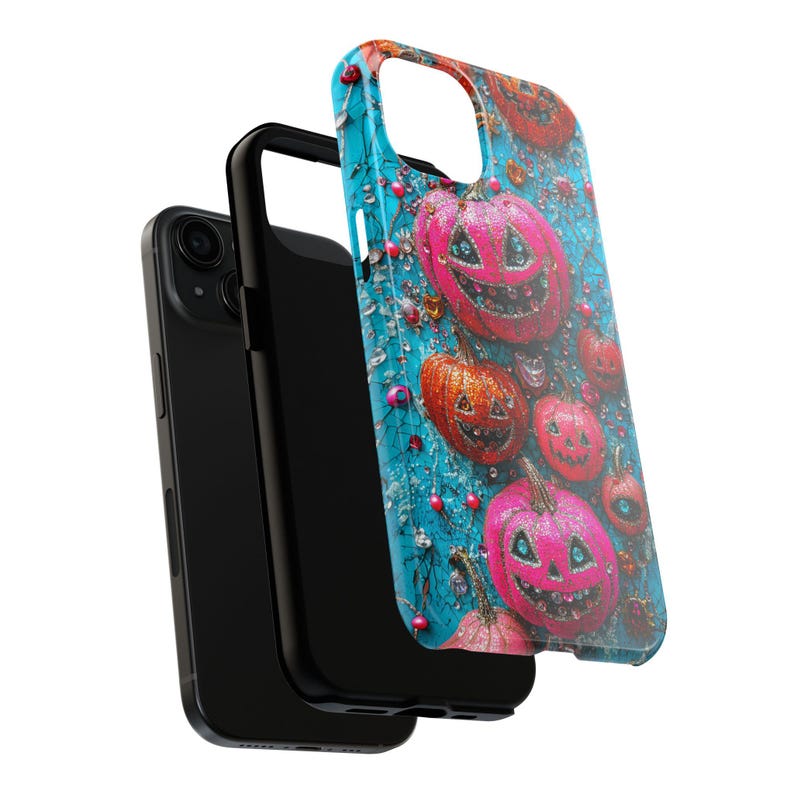 Glam Halloween Pumpkin Phone Case: Sparkle Rhinestone Mosaic image 4