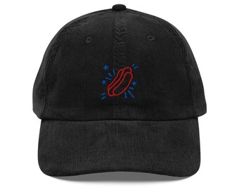 USA Hot Dog - Sombrero de pana vintage bordado personalizado