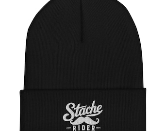 Stache Rider - Funny Custom Embroidered Beanie Hat