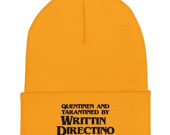 Quentinen and Tarantined van Writtin Directino - grappige, gepersonaliseerde geborduurde beanie