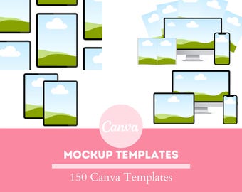 150 Website Mockup Templates | For Social Media | Bloggers | Websites | Small Businesses | Canva | Fully Customizable