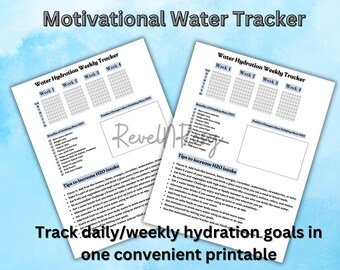 Monthly Water Tracker Printable, Motivational Hydration Tracker, Water intake, Drink water reminder, A4/A5/Letter