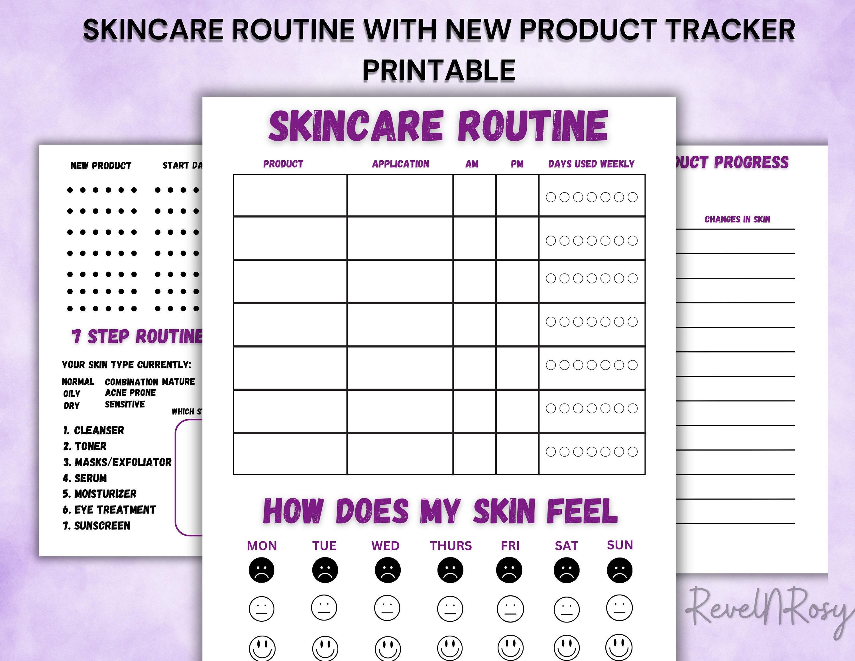 Skincare Routine Printable, 7 Steps of Skincare, Skincare Planner, Glow ...