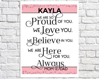 Personalized Gift For Girls Art Print Proud Of You Present You Did It Graduation For Her Quote For Daughter Middle School Graduation Ideas
