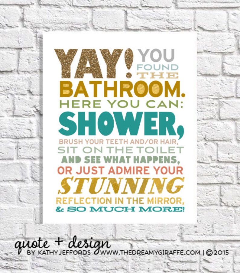 Funny Bathroom Art for the Bathroom Modern Bathroom Decor Kids Etsy