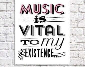 Music Art Print Gift For Musician Music Lover Music Teacher Typography Quote Teen Girl Wall Decor College Dorm Room Poster Apartment Sign