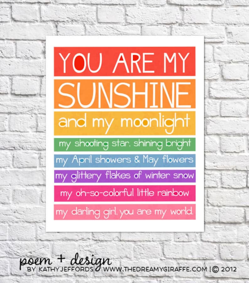 You Are My Sunshine Art Rainbow Nursery Decor Bright Wall Art Etsy