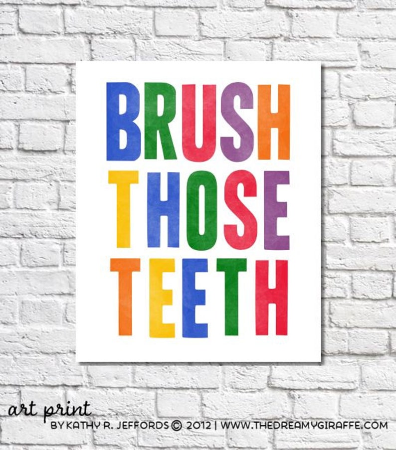 Brush Those Teeth Brush Your Teeth Reminder Art for Kid's | Etsy