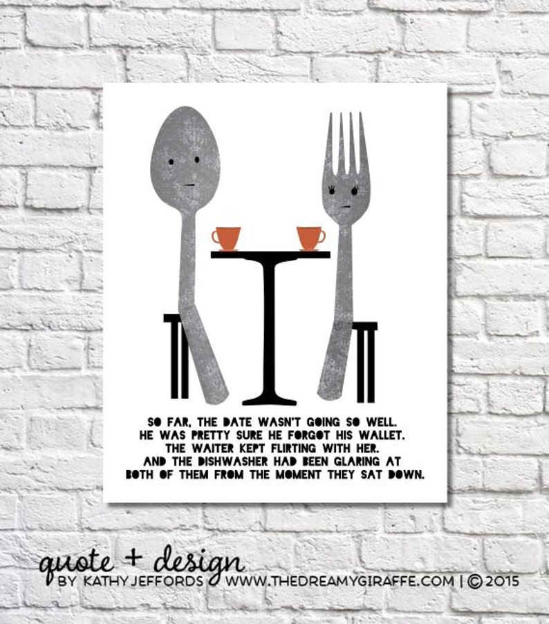 Fork and Spoon Wall Art Fork & Spoon Kitchen Decor Funny Etsy