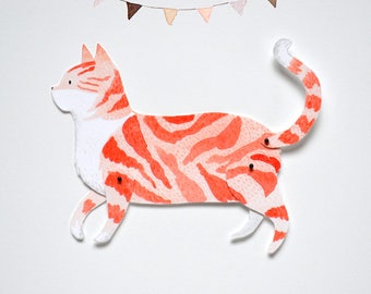 Cat Articulated Paper Doll Printable Instant Download PDF