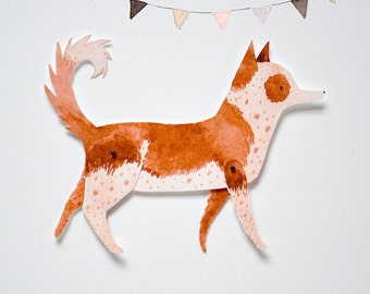 Dog Articulated Paper Doll Printable Instant Download PDF