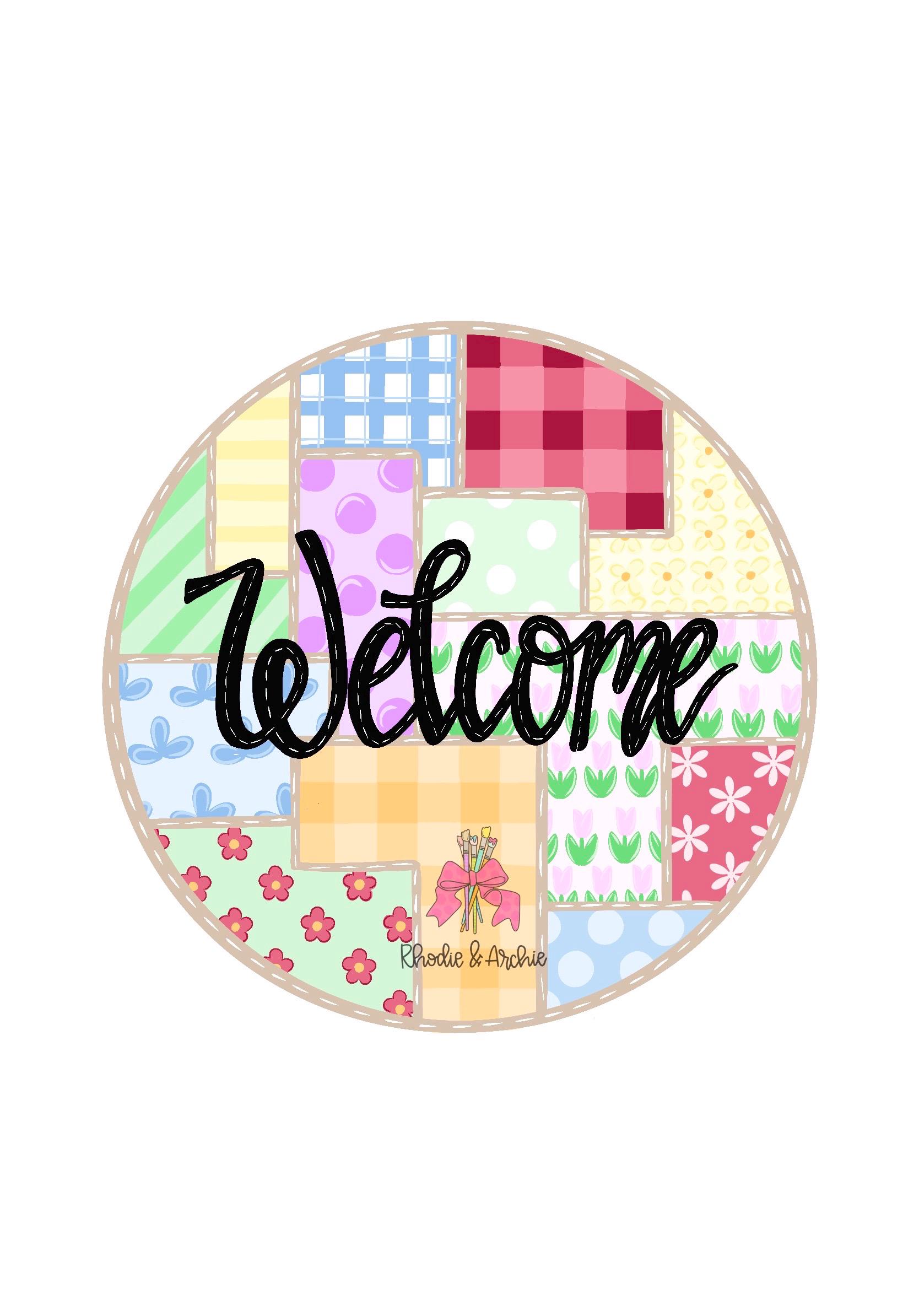 Patchwork Welcome Door Hanger Template Jpeg Pdf - Etsy